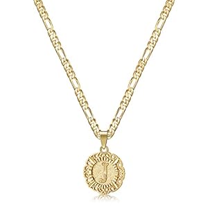 KissYan Initial Necklace for Women,14K Gold Plated Round Letter Pendant Necklace Capital Monogram Necklace Alphabets from A-Z Figaro Chain Necklace