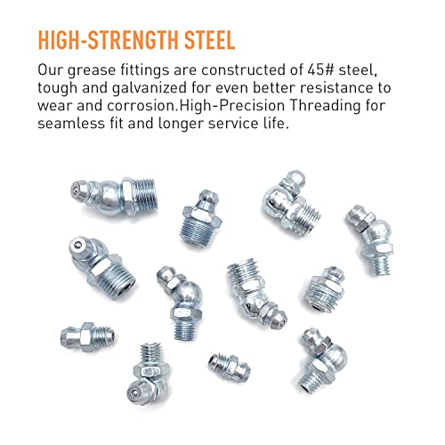 Trivd Frol 210pc SAE & Metric Grease Fittings Kit, Hydraulic Grease