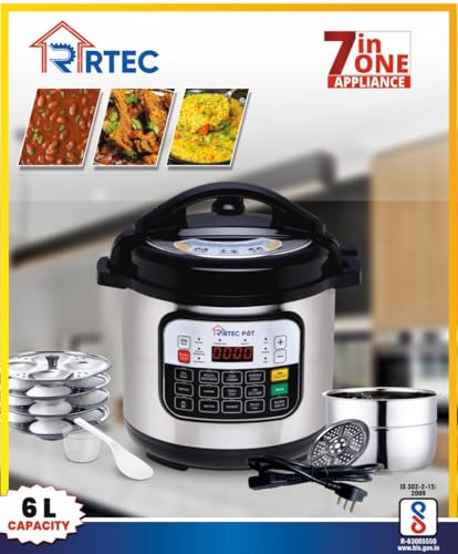Image of RTEC Electric Pressure Cooker | Multi Cooker for Rice, Dal, Curry & Biryani | Stainless Steel Inner Pot | Automatic Keep Warm Function | Electric Rice & Pressure Cooker | 6L Capacity