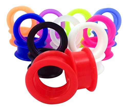 -10 PAIR SET - Soft Silicone Ear Tunnels Plugs Gauges Earlets - up to size 50mm!