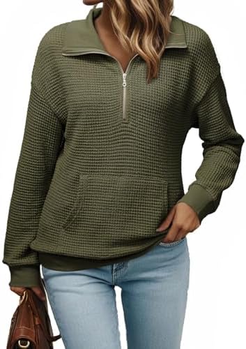 Dokotoo Womens Oversized Sweatshirts Quarter Zip Pullover Women 2025 Fall Fashion Long Sleeve Tops Outfits Clothes
