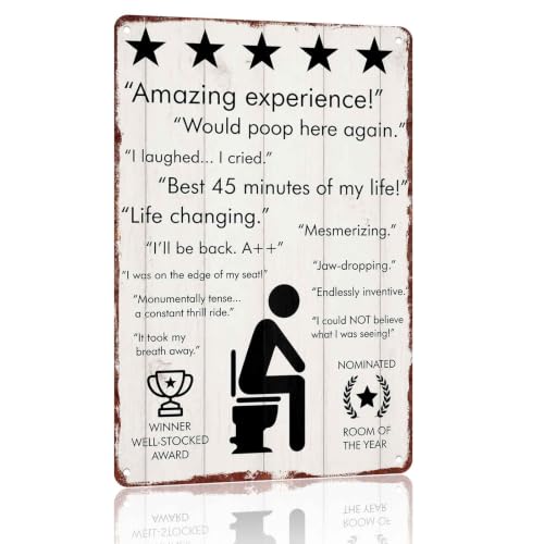 Funny 5 Star Rated Toilet Review Metal Sign 8x12 Inch