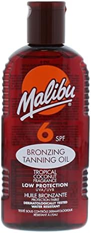 Malibu Sun SPF 6 Bronzing Fast Tanning Oil with Low Protection, Water Resistant, Tropical Coconut Fragrance, 200ml