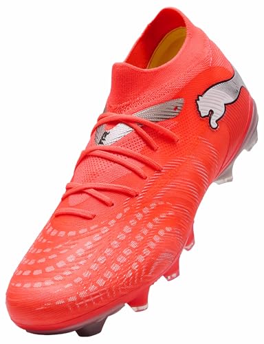 PUMA Future 9 Match FG/AG Wn's Chaussures de Football pour Femme Rouge/Blanc/Noir/argenté Pointure 35,5, Rouge Brillant Puma Blanc Puma Noir Puma Argent, 35.5 EU