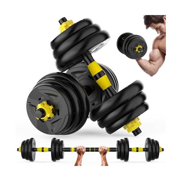 Adjustable Dumbbell Set, 44/66 lb Free Weight Dumbbell Barbell Set with Connectors, Converts to Barbell, for Home Gym Exercise, Women's and Men's Fitness Gear