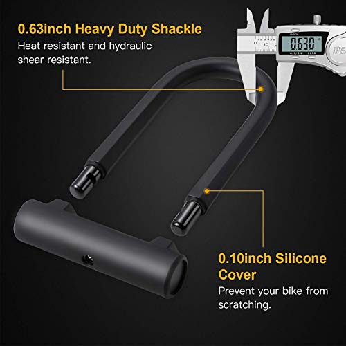 image for UBULLOX Bike U Lock Heavy Duty Bike Lock Bicycle U Lock, 16mm Shackle 