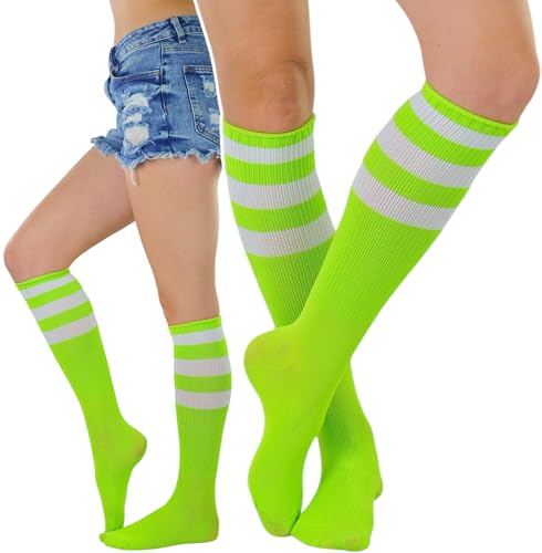 Image of ToBeInStyle Women's Premium Below Knee Athletic Socks w /Contrasting Wide Stripes