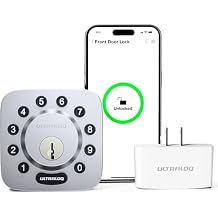 ULTRALOQ U-Bolt Smart Lock with WiFi Bridge, 5-in-1 Keyless Entry Deadbolt with WiFi, Bluetooth, App Remote Unlock and Keypad, IP65 Waterproof, Smart Lock for Front Door, Satin Nickel