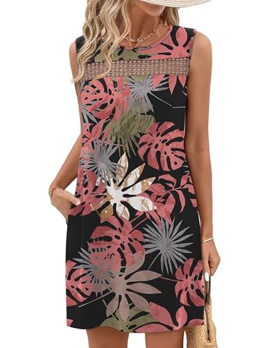 Image of WIHOLL Summer Dresses for Women 2026 Beach Vacation Spring Fashion Clothing Lace Mini Tank Dress with Pockets