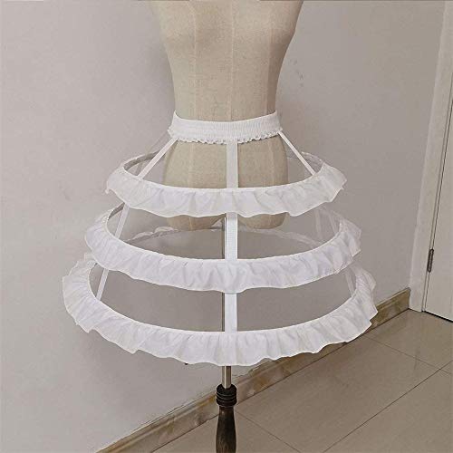 Yikete Women 2 Hoop Cage Hoop Skirt Petticoats Underskirt Ruffle Crinoline Dress (White-1),One Size #TOP3