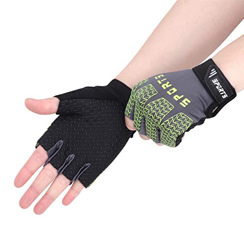 Kids Half Finger Cycling Gloves Mittens Breathable Non Slip Fingerless Bike Riding Gloves Shockproof Sports Training Gloves Uv Protection Outdoor Skateboard Gloves For Boys Girls 6-10Y #TOP1