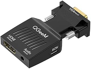 VGA to HDMI Adapter, QGeeM VGA to HDMI Adapter with Audio/1080p Video Output,VGA