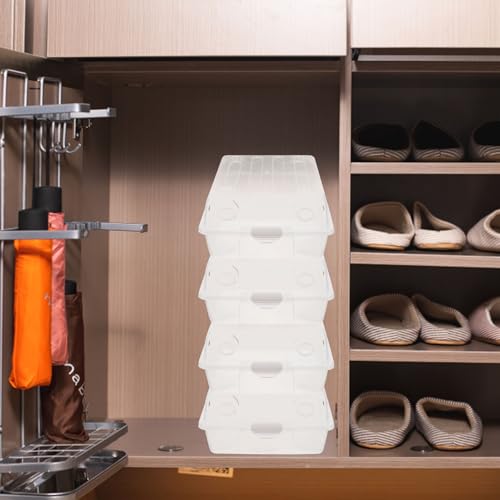 Caja de zapatos grande transparente pack de 2 organizadores de plástico con tapa para armario 8