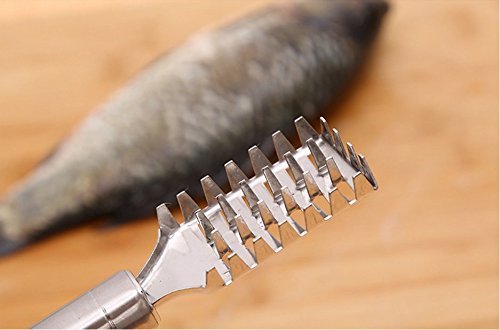 aexoniz toysFish Scale Remover Scraper Fish Cleaning Tools Fish Skin Remover Stainless Steel Sawtooth Fish Cleaning Brush Machine for Kitchen Fish Scaler Cutting Knife 2