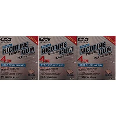 Nicotine Gum 4mg Sugar Free Original Generic for Nicorette 110 Pieces per Box Pack of 3 Total 300 Pieces