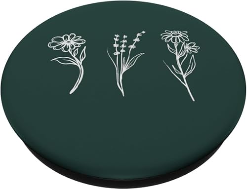 Miniatura 2 de PopSockets intercambiables con diseño floral verde bosque minimalista
