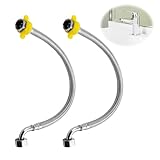 40cm Flexible Pipe British Standard 1/2”(90°) x 1/2” BSP Fitting, Stainless Steel Braided Flexible Hose Pipe for Water Heater Pipes Bathroom Kitchen Toilet Taps (2 Pack) - Image 7