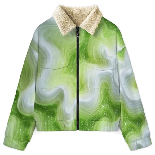 Veste polaire femme haut de gamme à vagues abstraites et sherpa doux