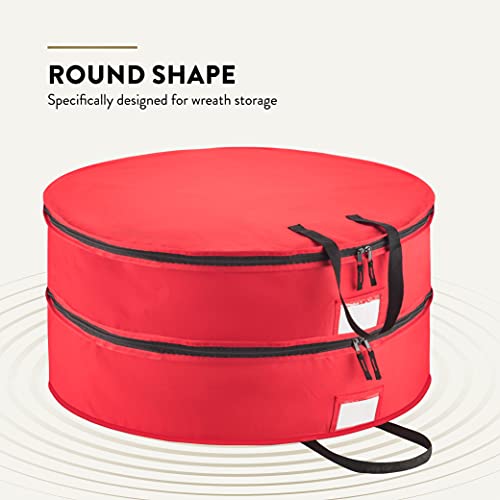 ZOBER-Christmas-Wreath-Storage-Container-30-Inch-Wreath-Box-Garland-Storage-2-Zippers-Durable-Handles-Holiday-and-Seasonal-Wreath-Storage-Boxes-2-Pack-Red