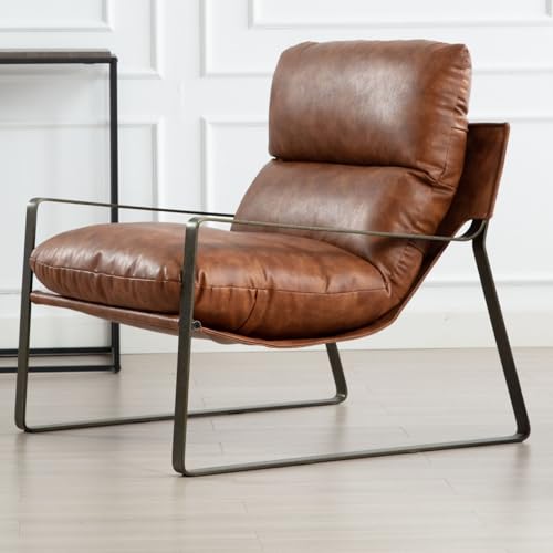 LukeAlon Modern PU Leather Accent Armchair, Upholstered Lounge Chair with