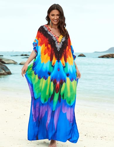 Image of NFVNKJ Women's Plus Size Beach Lounge Kaftan Maxi Dress Swimsuit Coverup for Women