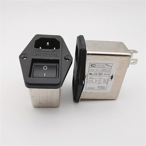 WBOBKO 1 szt. filtr zasilania przeciwzakłóceniowego z bezpiecznikiem przełączającym CW2C-06A-T 3A10A (CW2C-06A-T)
