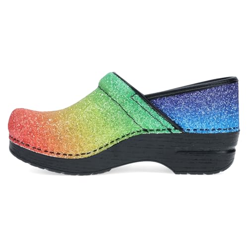 Image of Dansko Professional Glitter Slip-On Clogs for Women - Rocker Sole and Arch Support for Comfort - Shiny and Stylish Glitter Uppers