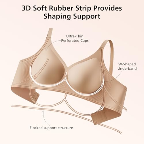 Seamless Full Coverage Wireless Bralette for Women, No Underwire Comfort Bra for Everyday Wear & Lounge Nude S (US, Alpha, Small, Regular, Regular, Nude) — view 5