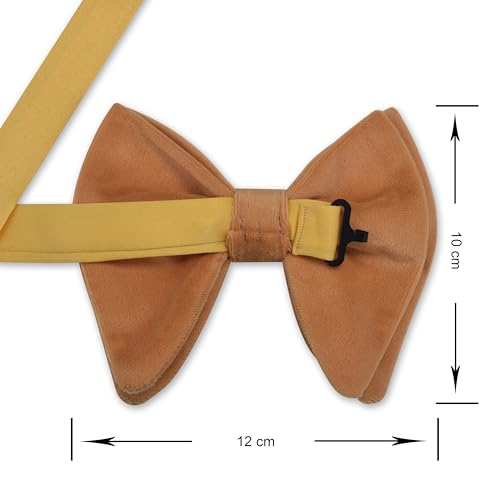 Image of GUSLESON Mens Solid Plaid Velvet Pre-tied Adjustable Bow Tie and Pocket Square Cufflink Set with Gift Box