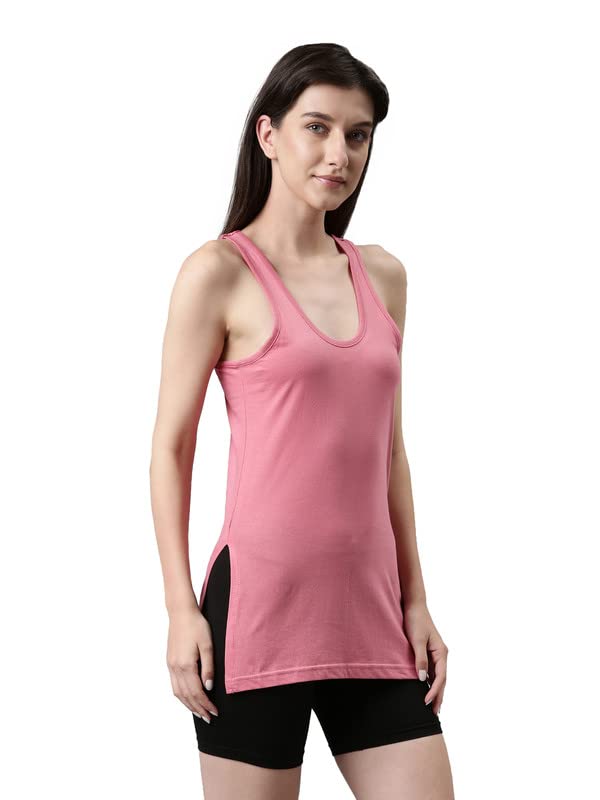 Image of Dixcy Slimz Solid Scoop Neck Sleeveless Slim Fit Thigh Length Camisole for Women