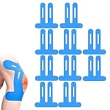 10PCS Knie Tape Bandage Knie Stabilisierung,Gittertape für Knie,Vorgeschnitten Hautfreundlich mit perfektem Trage-komfort,Wasserfestes & Elastisches Tape für Knieschmerzen (Blue)