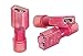 100 PCS Red Female Nylon Disconnect Spade Terminal, 22-16 Gauge, Fully-Insulated Crimp Connector for Marine & Automotive Use - 0.187" Tin Plated Brass Receptacle
