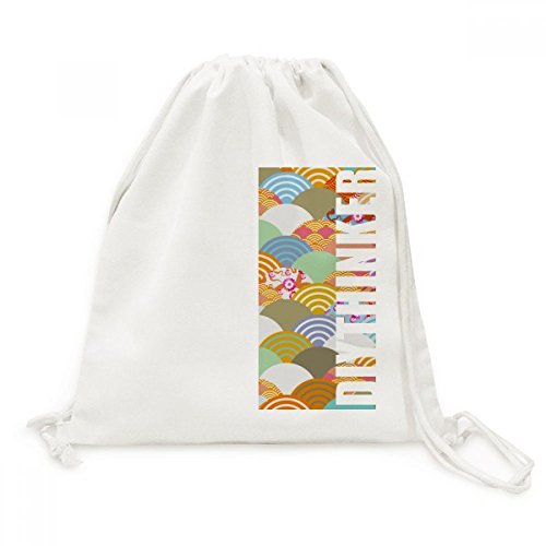 Sac à dos cordon en toile style pochon de voyage avec imprimé artistique floral japonais