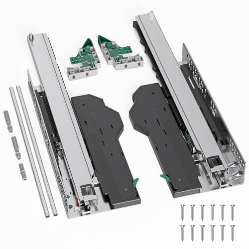 PHWALK 12 Inch Soft Close Drawer Slides, Push-to-Open Undermount Drawer Rails for Kitchen Cabinets, Closets & Entertainment Center Drawers, Heavy Duty 100lb Full Extension Glides (1 Pair) (12 Inch)