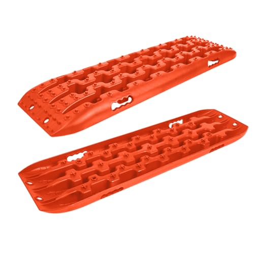 FIVMEN Sandbleche 2 Stück Anfahrhilfe mit Aufbewahrungstasche Offroad Zubehör für Wohnmobil Geländewagen PKW LKW, Orange