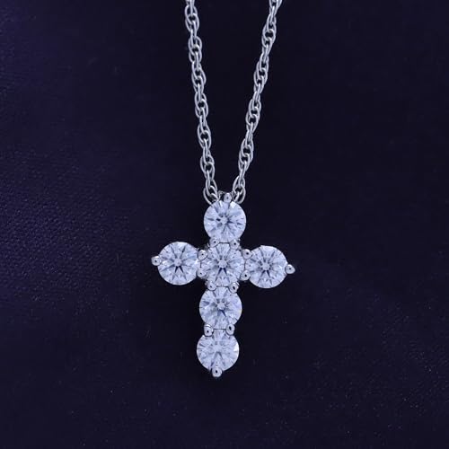 SAVEARTH DIAMONDS 1/2 Carat Round Cut Lab Created Moissanite Diamond Cross Pendant Necklace In 14K Gold Over Sterling Silver Jewelry For Women With 18" Chain (VVS1 Clarity, 0.50 Cttw)3
