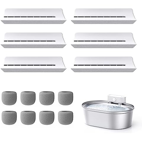 uahpet Stainless Steel Cat Water Fountain Replacement Filters 6 Pack with 8 Filter Sponges (water fountain is not included), Compatible with uahpet Stainless Steel Pet Fountain (basic version) Cover