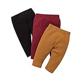 Baby Girl Leggings Solid Knitted Cotton Pants 3-6 Months (Pack of 3)