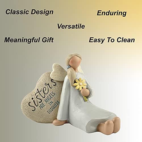 Feather & Grace Figurine Inscription Sisters Disguise, Angel Memorial Indoor or Outdoor Decor, Sculptures or Statues As Inspirational Gifts-Resins, Multi, One Size