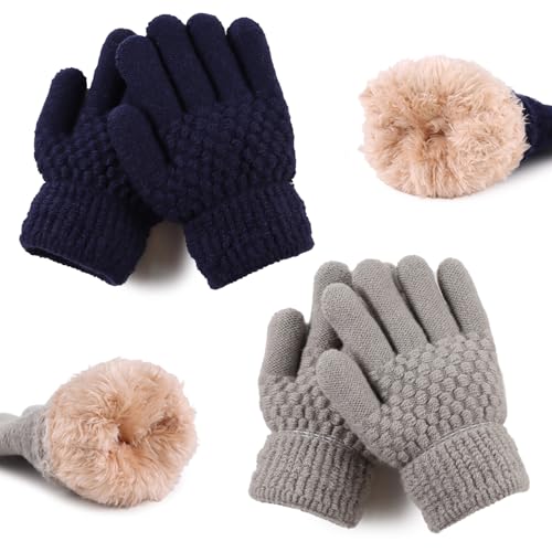 Image of JANGANNSA Cold Weather Kids Gloves Warm Knitted Children Magic Glove With Fleece Lining Winter Gloves For Boys Girls