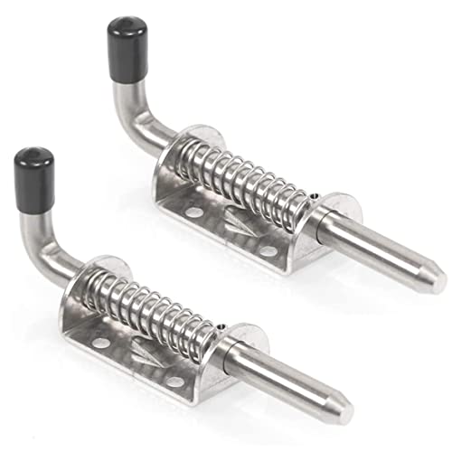 Jzhen 2Pcs Pestillo con Muelle, Corredera Pestillo de Muelle con Agarre Resistente, Pestillo de Muelle para Puerta, Pestillo de Resorte para Portones Garaje y Puertas de Cobertizo