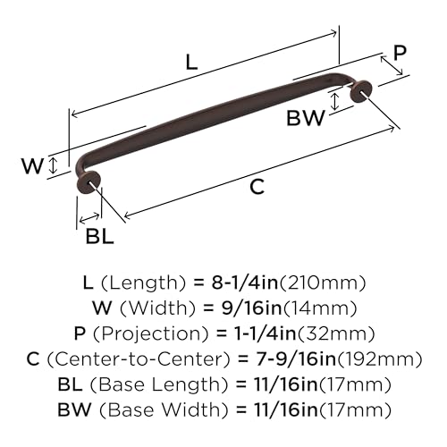 Amerock Renown 7-9/16 inch (192 mm) Center to Center Oil-Rubbed Bronze Cabinet Pull, BP36986ORB by Amerock - Image 3