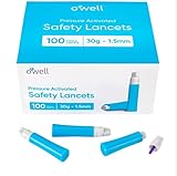 OWELL® Safety Lancets 30G x 1.5mm – 100 Count | Ultra-Fine Tip for Sensitive Skin | Sterile, Preloaded, Medical-Grade, Pressure Activated Lancets for Diabetic Testing