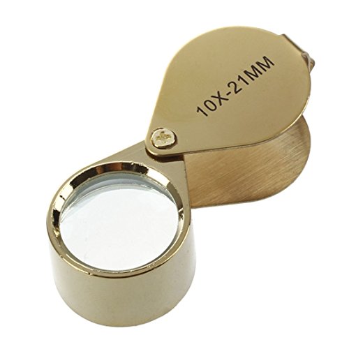 Lizusidtsy 10x Magnifying Magnifier Glass Jewellers Eye Foldable Jewelry Loop Loupe(Golden), 21 MM