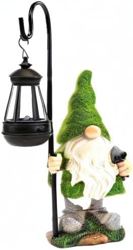 Flocked Solar Garden Gnomes Outdoor Statues 15.8”Outdoor Garden Decor LED Outdoor Decor Light Unique Housewarming Gifts Yard Art Sculptures for Patio Lawn Ornaments - Image 8