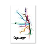 ArtsyCanvas Chicago - Splatter Train Maps - 16x24 Matte Poster Print Wall Art