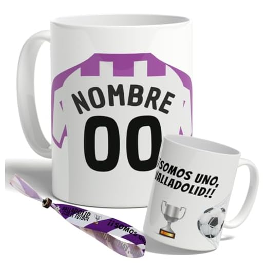 DEREGALOOS Taza Personalizada con nombre de Fútbol Valladolid. Tazas de Desayuno personalizada. Regalo Original para Aficionados del Futbol. Regalos Mundial Valladolid. Pulsera de regalo