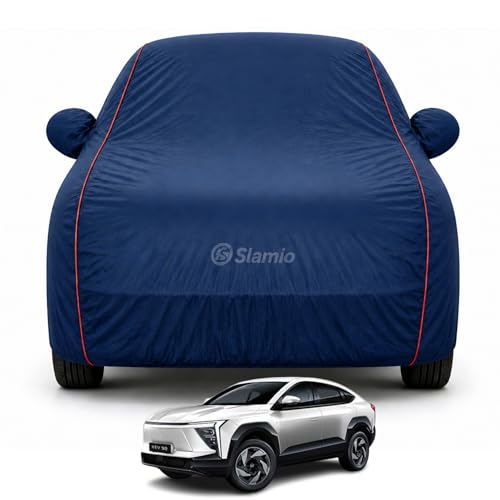 Image of Premium 100% Waterproof Car Cover for Mahindra XEV 9e 2024-2026 Models All-Weather, UV & Dust Protection | Heavy-Duty 3-Layer Fabric | Custom Fit with Mirror & Antenna Pockets | Navy Blue