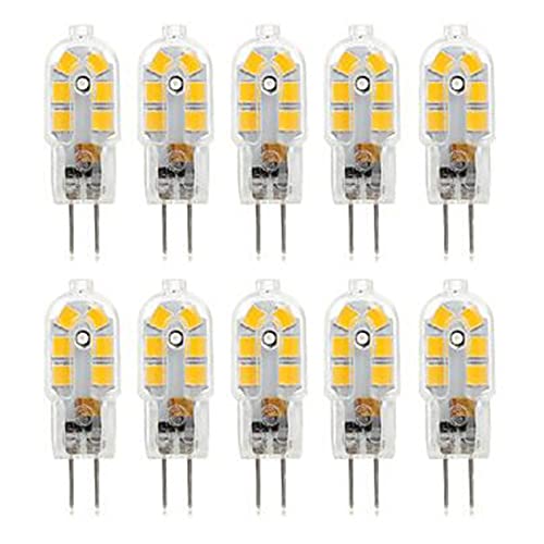 LJFLI 10pcs G4 LED Bulb AC12V 3W 2835SMD 12LEDS Warm/Cold White Chandelier Light 360 Beam Angle Replace Halogen Lamp,Warm White,milky