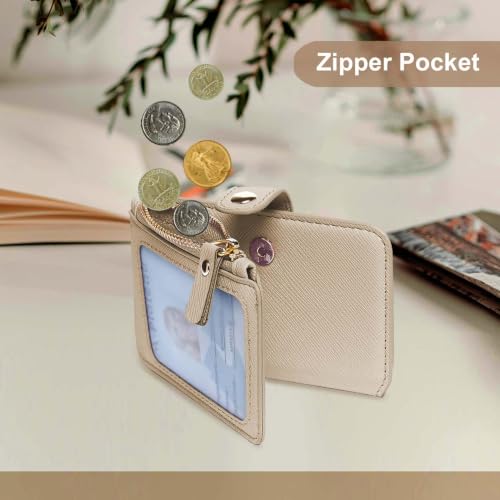 Image of M-Plateau RFID Blocking Slim Keychain Wallet for Women | Card Holder with ID Window, Zipper Pocket, 6 Card Slots, Compact for Cash & Cards(Khaki)